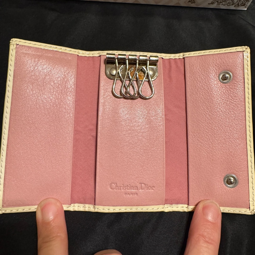 Dior Pink and Cream Canvas Key/Card Wallet - Picture 4 of 16